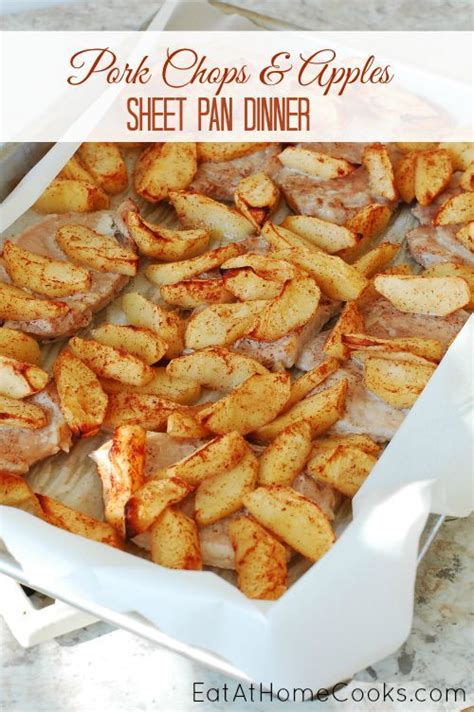 Step 1 combine first 3 ingredients in a shallow dish; Pork Chops and Apples Sheet Pan Dinner | Food recipes, One ...