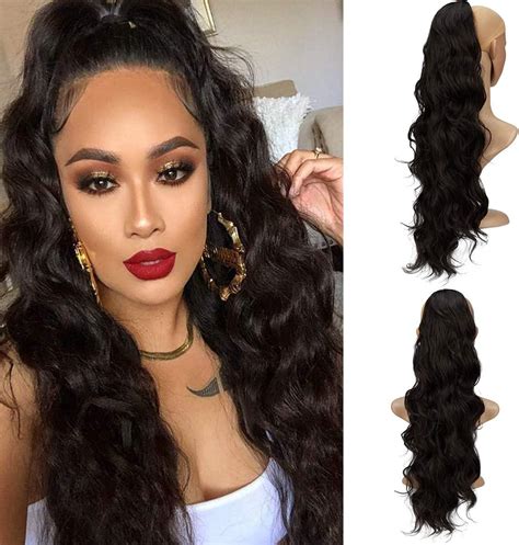 24 Inch Curly Drawstring Ponytail Extension Long Wavy Ponytail