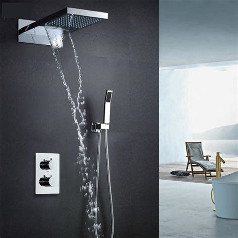 Rain Waterfall Shower Set System 22 Inch With Temperature Controlled