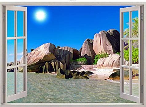 Wallpix 16x22 16 X 22 Seaside Sunshine View 3d Window View Wall Sticker