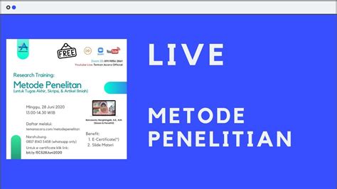 Live Webinar Metode Penelitian (untuk tugas akhir, skripsi, dan artikel ilmiah) - YouTube