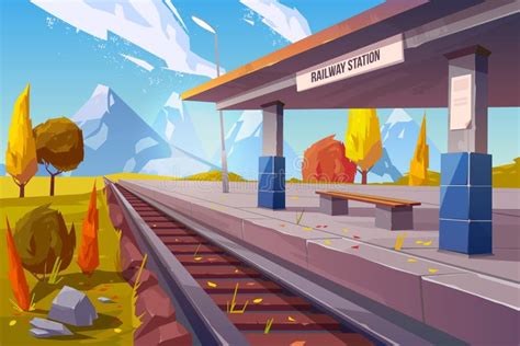 Railway Station Cartoon Stock Illustrations 5305 Railway Station