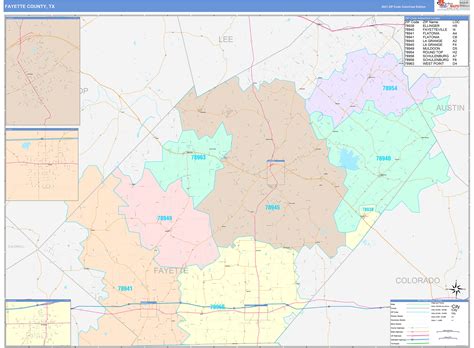 Fayette County, TX Wall Map Color Cast Style by MarketMAPS