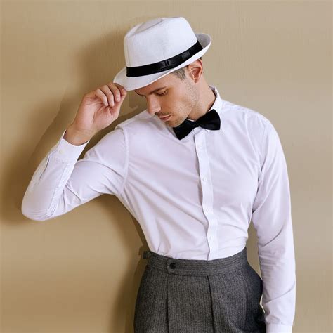 Babeyond 1920s Panama Fedora Hat 1920s Mens Gatsby Costume Accessories