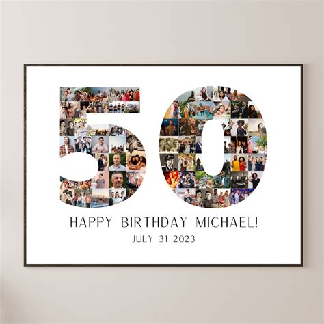 50th Birthday Photo Collage Template Number Photo Collage 50th