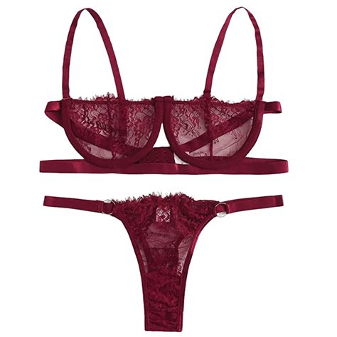 buy sandex cut out bra and g string lingerie set sexy lace perspective underwire bra thong sexy