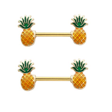 Cute Pineapple Apple Nipple Piercing Barbells Rings 14g 916 Sold In