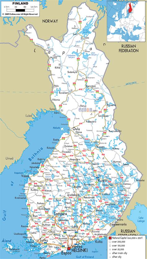 Road Map of Finland - Ezilon Maps