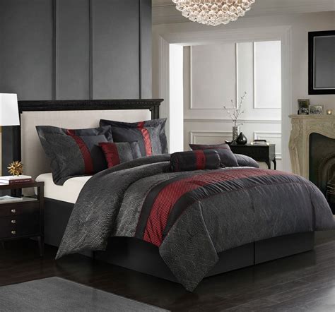 New twin comforter set black grey plaid white red with 1 sham. Nanshing Corell 7-Piece Bedding Microfiber Comforter Set ...