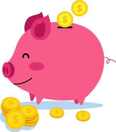 Illustration Of A Piggy Bank Of Money And A Pile Of Gold Coins Save