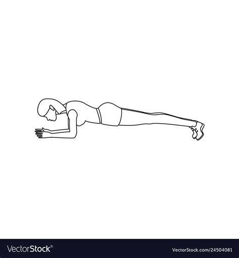 Plank Workout Outline Royalty Free Vector Image