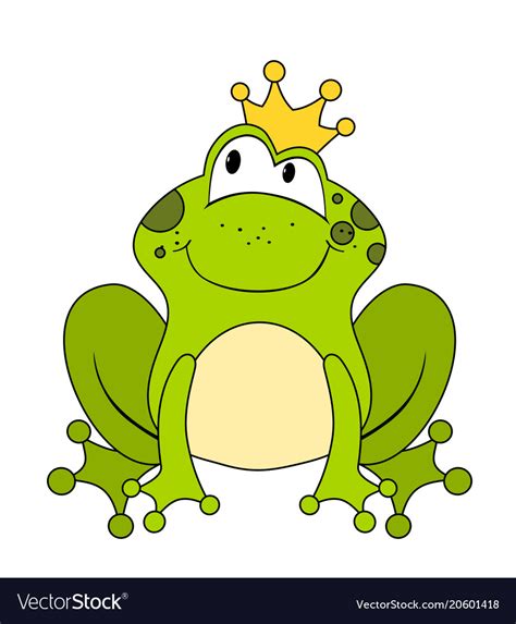 Cute Cartoon Frog Princess Or Prince Isolated On Vector Image
