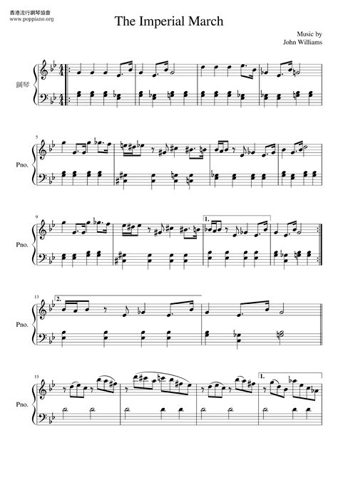 Star Wars The Imperial March Sheet Music Piano Score Free Pdf