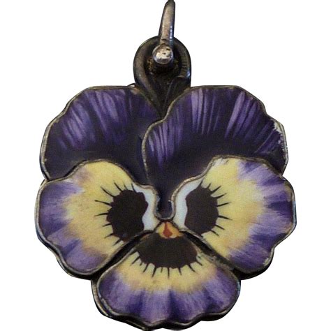 Antique Art Nouveau Silver And Enamel Pansy Flower Slide Pendant From Circa1900jewelry On Ruby Lane