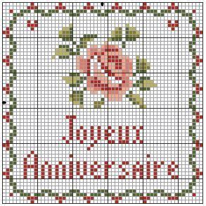 Un alphabet complet pour composer votre propre texte. Point de croix, bordure, fleur, roses - Le blog de Hanim