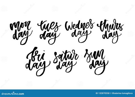 Set Of Days Of A Week Lettering For Posters Cards And More Vector