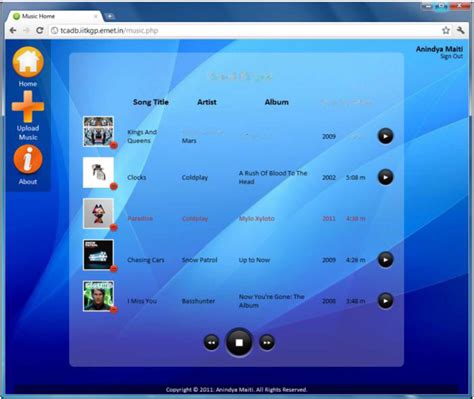 The Music Home Page Opened On A Windows 7 Pc Displaying A Playlist With