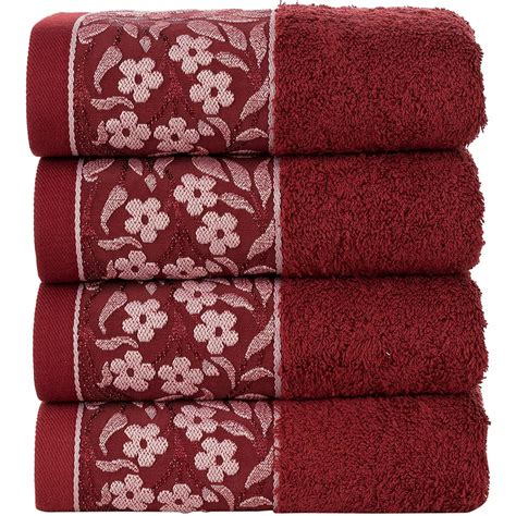 Hygge Fine Cotton Turkish Towels For Bath Bathroom Hand Towels Pack Of 4 Claret Red Walmart