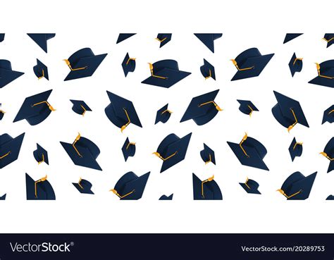 Graduation Cap Seamless Pattern Royalty Free Vector Image