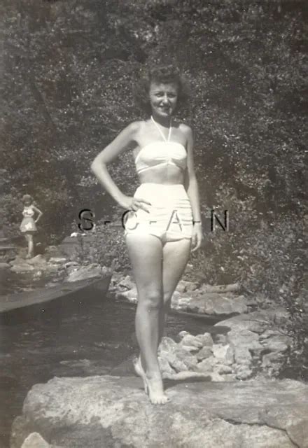 Org Vintage Large 5 X 7 1940s 60s Semi Nude Real Photo Bikini