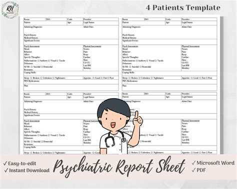 The Best Psych Nurse Report Sheet For 4 Patients Psychiatric Etsy Canada