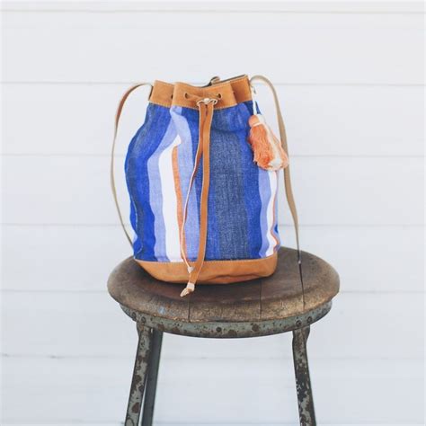 Blue Striped Bucket Bag Bags Bucket Bag Fair Trade Accessories