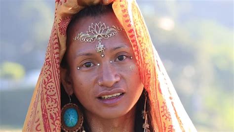 Portrait Shemale Sirena Sabiha Dancing At Sunrise In Pokhara Nepal