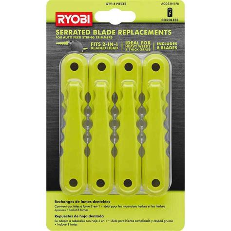 Replacement Fixed Blades For 2 In 1 String Head 8 Pack Serrated