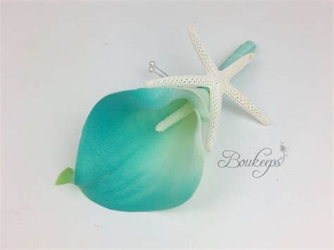 Choose Calla Lily Ribbon Color Starfish Boutonniere Aqua Etsy