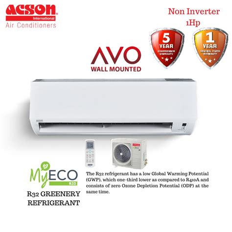 Ceiling concealed split type air conditioner (c series). ACSON / AVO Wall Mounted / 1Hp / My ECO R32 / Air ...