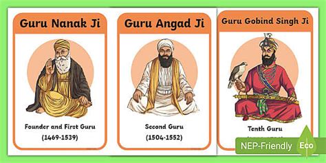 10 Sikh Gurus Flash Cards Teacher Made