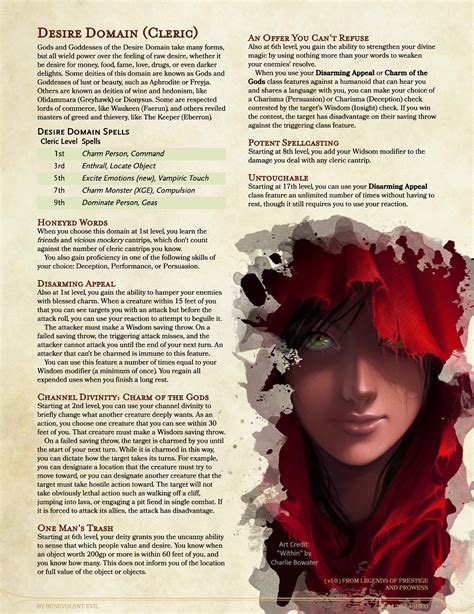 The Desire Domain Cleric — Dnd Unleashed A Homebrew Expansion For