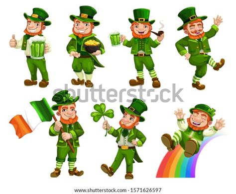 Leprechauns Green Costumes Hat Isolated Cartoon Stock Vector Royalty