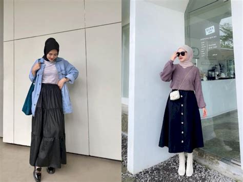 5 inspirasi ootd hijab rok panjang kekinian terbaru 2022 indozone id