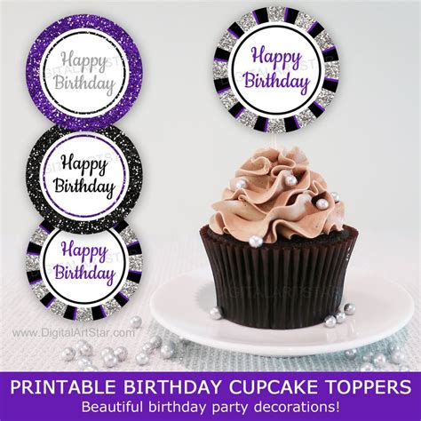 Happy Birthday Cupcake Toppers Printable Happy Birthday Party Etsy