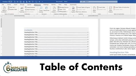 Insert A Table Of Contents And Index Into A Large Word Document Youtube