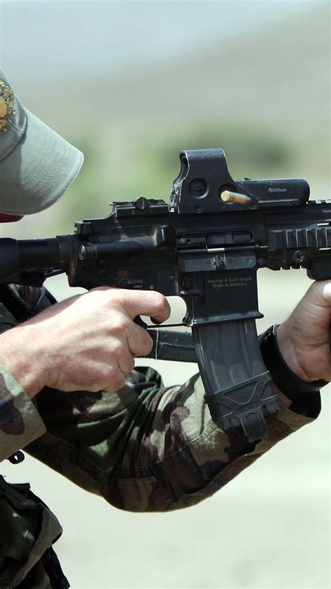 Wallpaper Hk416 Soldier Heckler And Koch Assault Rifle Firing Camo