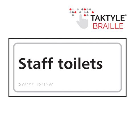Staff Toilets Sign Self Adhesive Taktyle White 300mm X 150mm Rsis