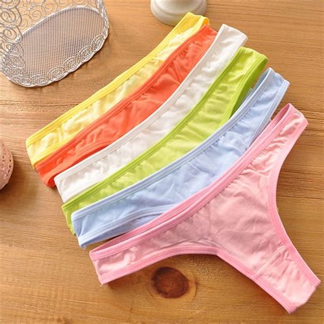 Solid Cotton Bandage G String Teenage Underwear Panties Intimates Breathable Young Girls