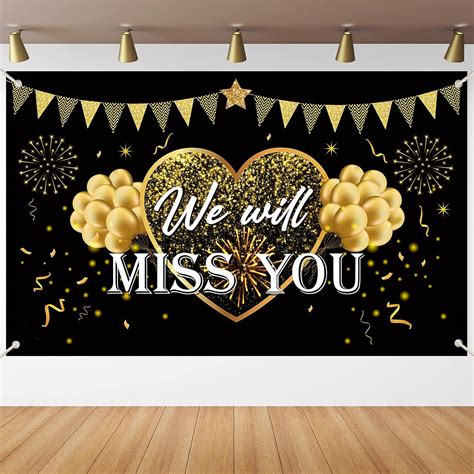 Buy We Will Miss You Party Supplies Black Gold Going Away Party Banner