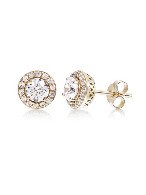 Swarovski Halo Round Cubic Zirconia Sterling Silver Stud Earrings With