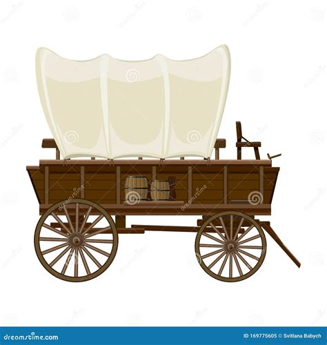 Wild West Wagon Vector Iconcartoon Vector Icon Isolated On White
