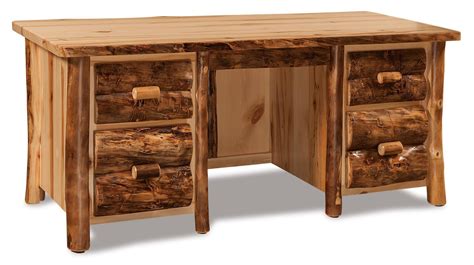 Amish Handcrafted Rustic Pine Executive Desk