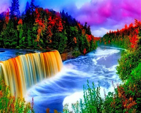 Nature Full Hd Waterfall Rainbow Nature Full Hd Waterfall Beautiful