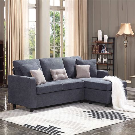 Some even stretch out to 84 inches to help you maximize your seating space. HONBAY Convertible Sectional Sofa Couch, L-Shaped Couch with Modern Linen Fabric for Small Space ...