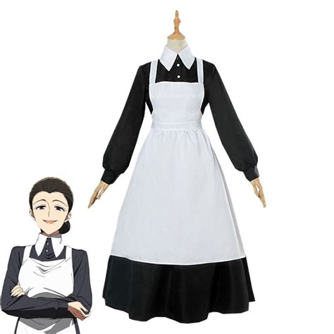 Anime The Promised Neverland Isabella Maid Dress Cosplay Costume Black