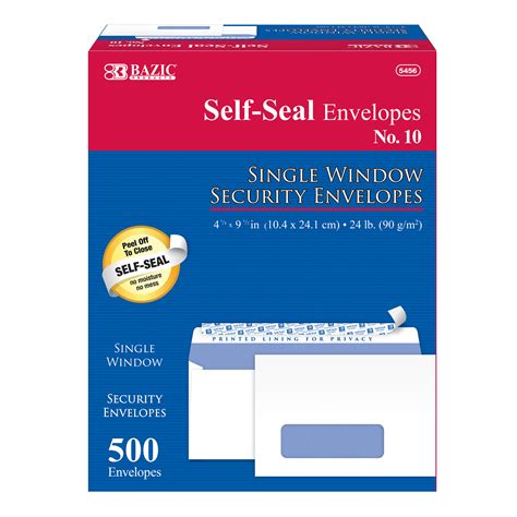 Bazic 10 Self Seal White Single Window Envelopes 500box Bazic Products