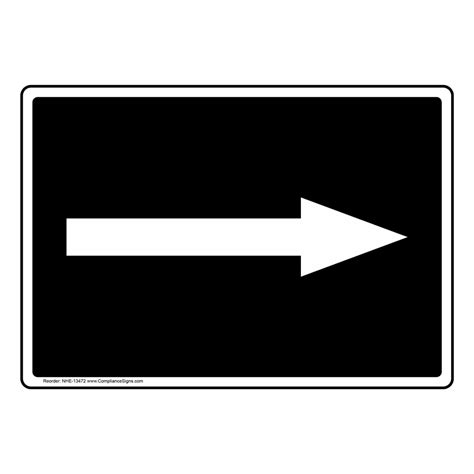 Directional Arrow White On Black Sign Nhe 13472 Directional