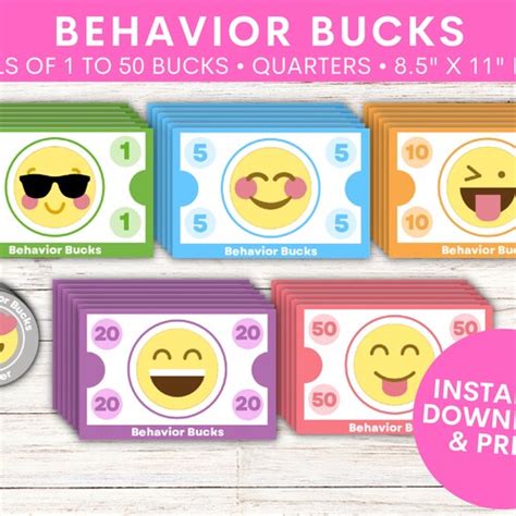 Mom Bucks Printable Behavior Bucks Chore Bucks Reward Etsy