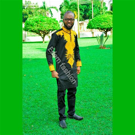 Black And Gold African Clothing Grooms Suit Gold Etsy
